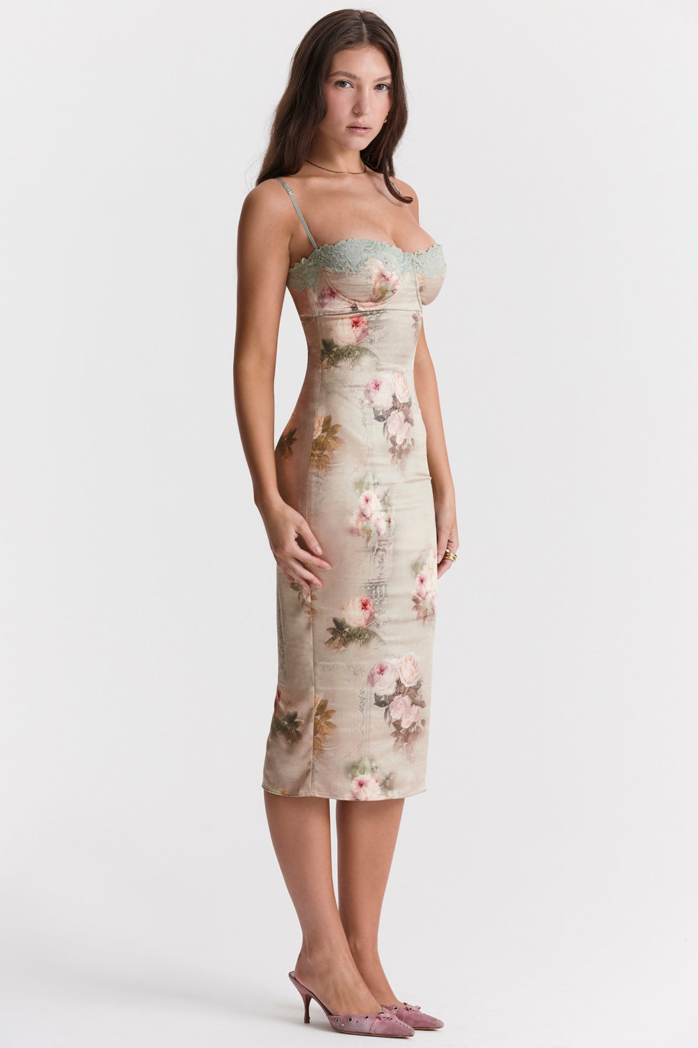 Venus-Vintage Floral Midi Dress