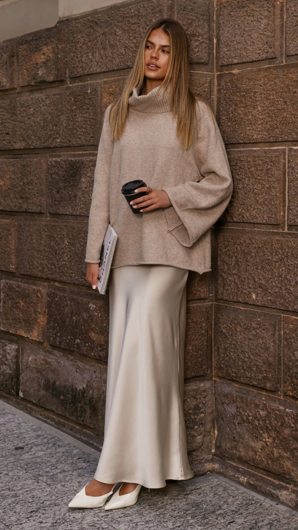 Darina Bias Cut Maxi Skirt - Champagne