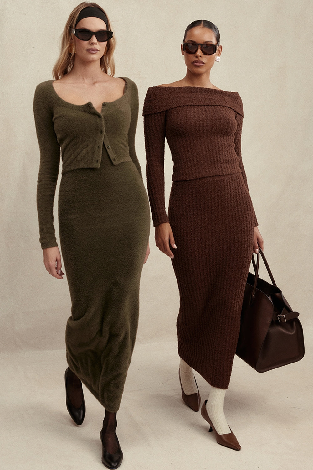 Sloane-Chocolate Soft Cotton Boucle Maxi Skirt - SALE