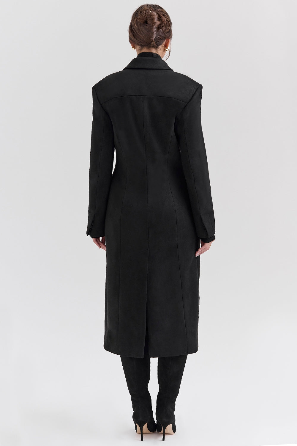 Remi-Black Single Breasted Long Coat