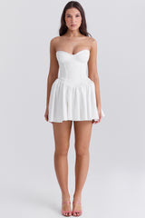 Katherine-White Strapless Corset Mini Dress