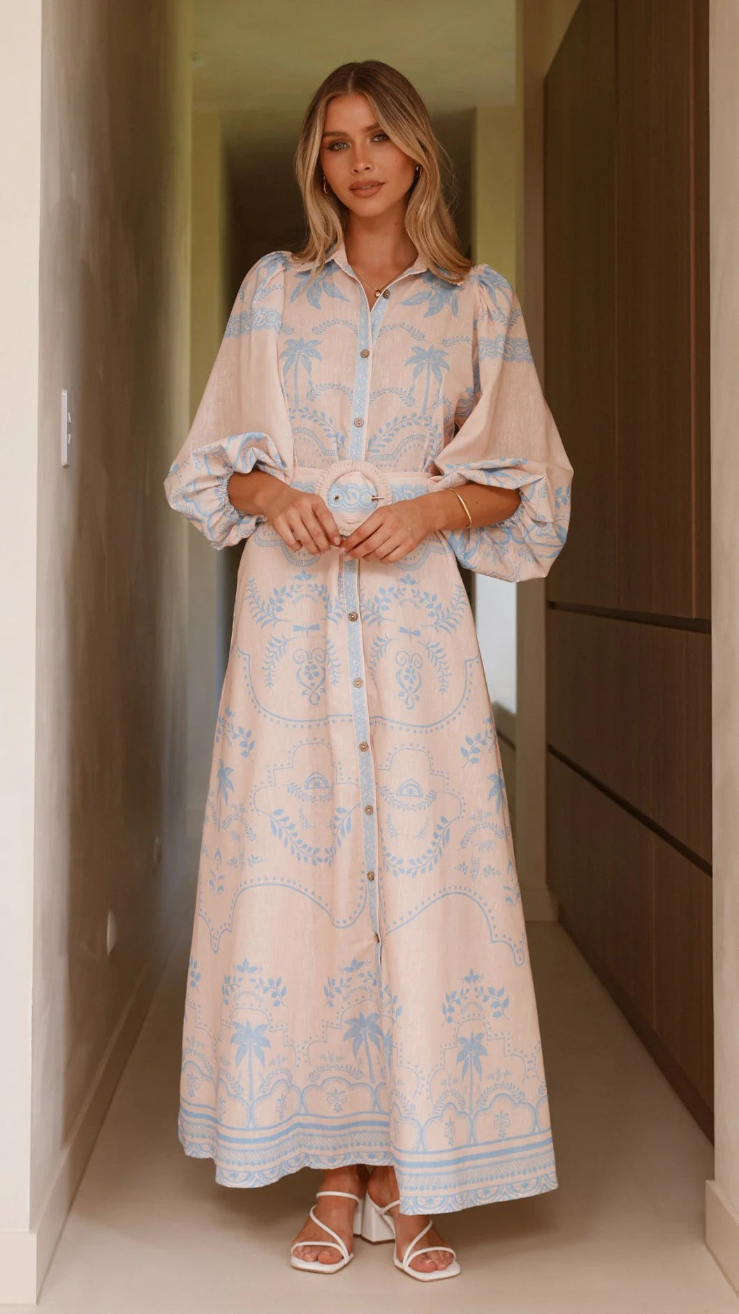 Xander Long Sleeve Maxi Dress - Blue