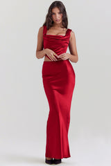Sydel-Ruby Satin Bias Cut Maxi Skirt