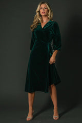 Beckinsale Velvet Wrap Dress | Dark Green