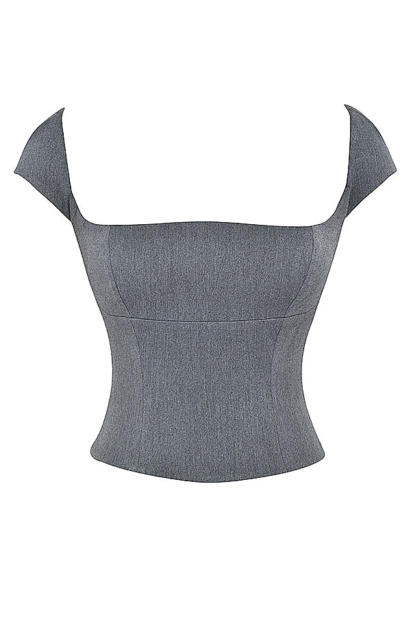 Rowena-Grey Lace Back Corset