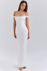 Isis-Ivory Satin Corset Maxi Dress