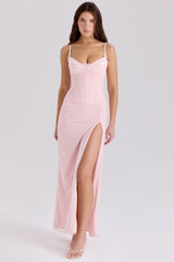 Lini-Soft Pink Mesh Maxi Dress