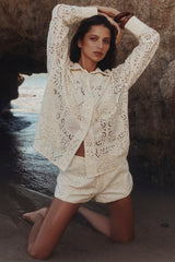 Samah-White Cotton Broderie Anglaise Shirt