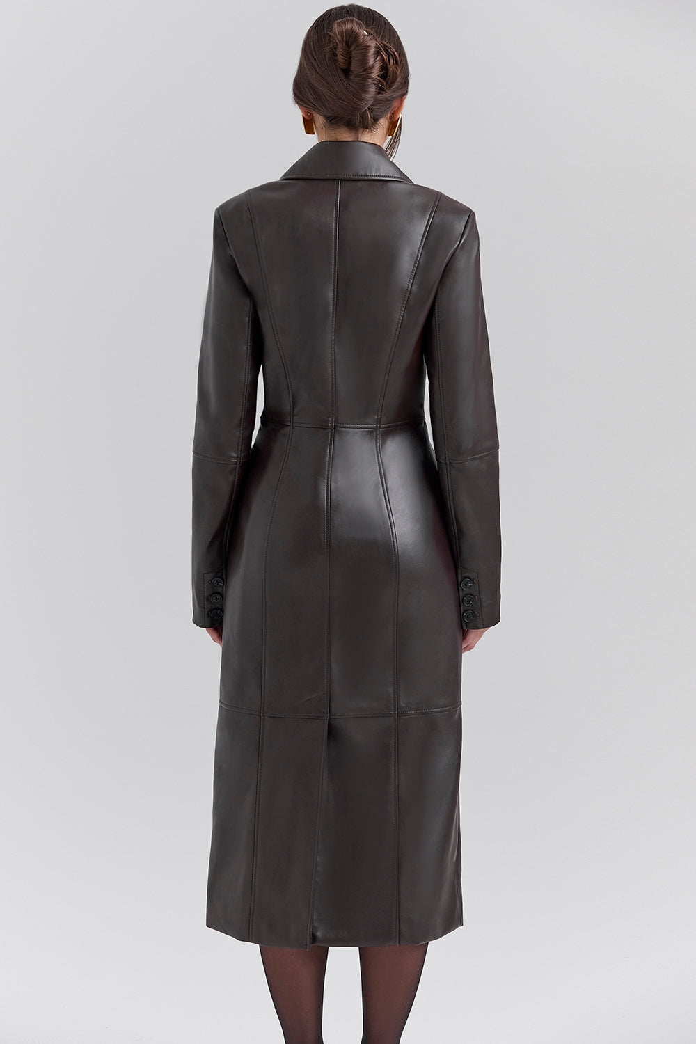 Marcel-Brown Faux Fur Trimmed Vegan Leather Coat