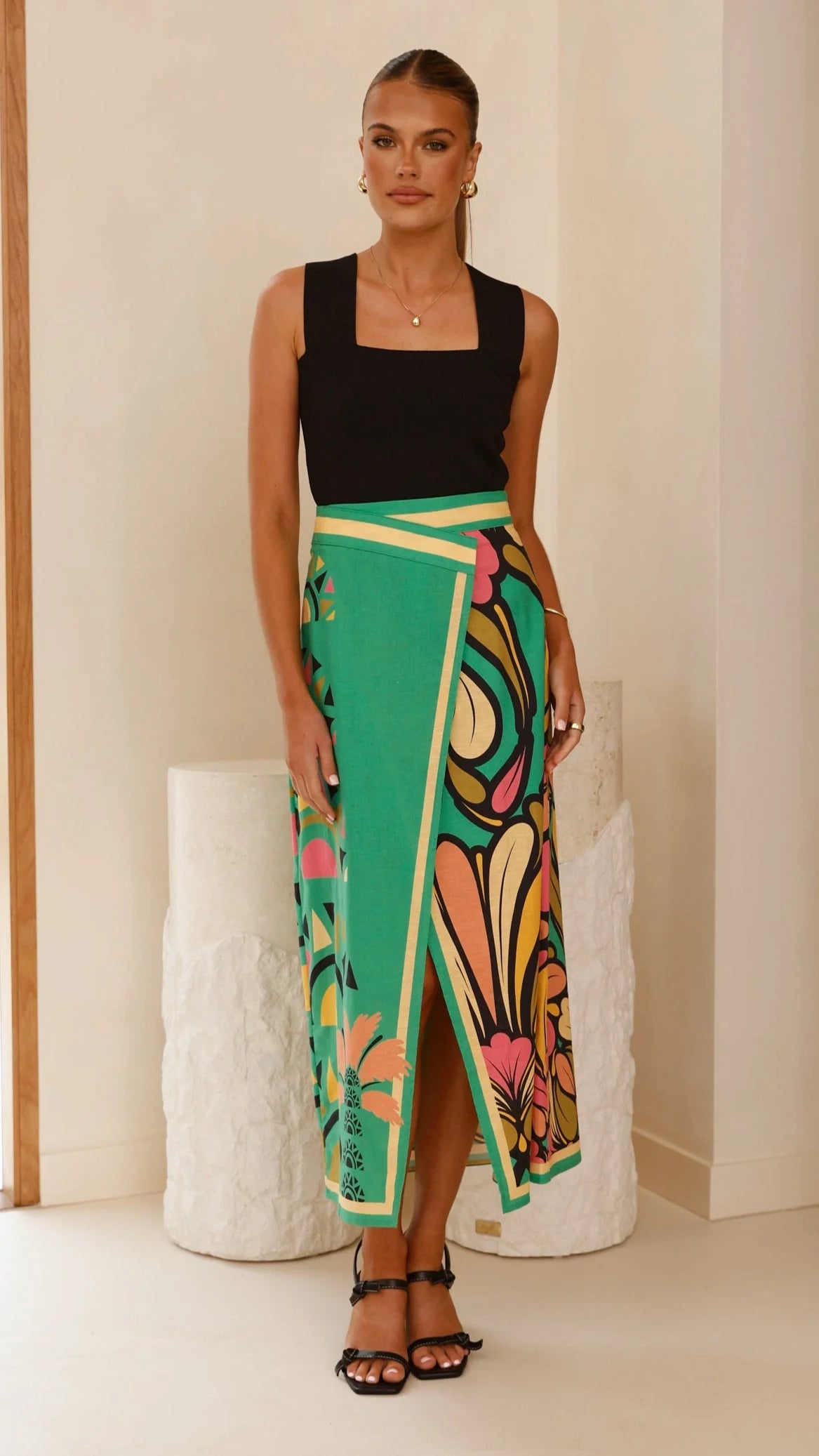 Portugal Tailored Maxi Skirt - Apple