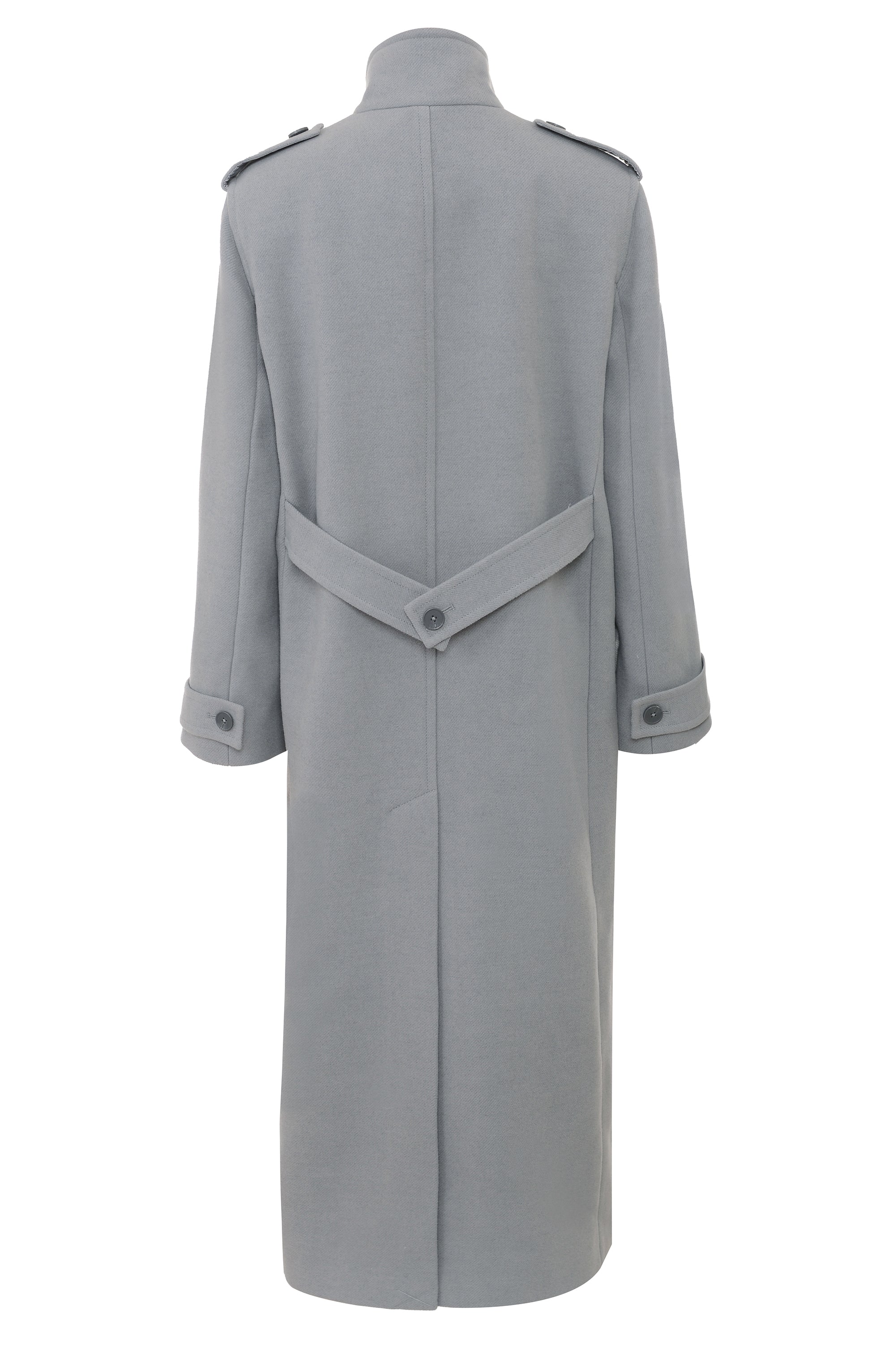 Sander-Grey Double Breasted Funnel Neck Coat