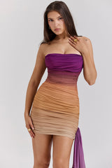 Sofie-Ombre Mesh Strapless Mini Dress