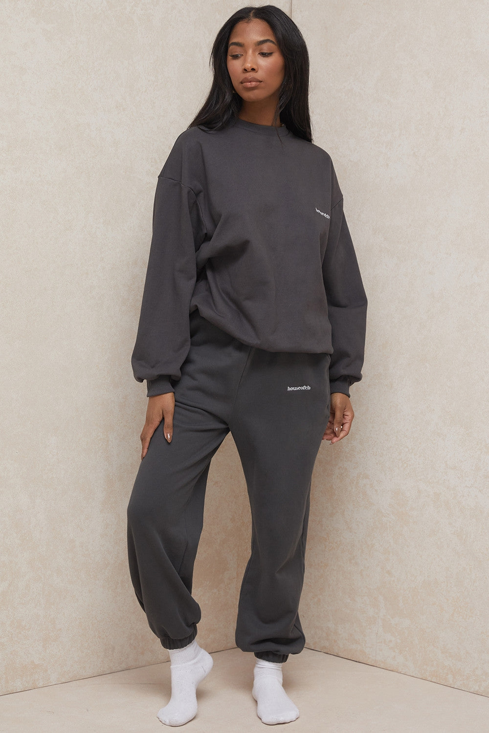 Sky-Charcoal Fleece Back Jogging Trousers