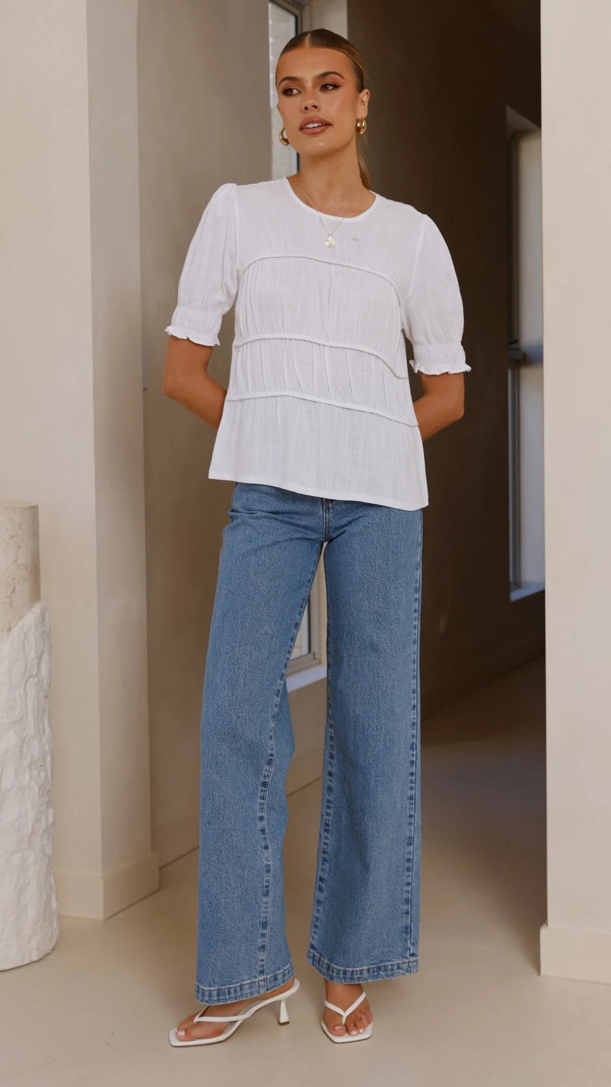 Kai Short Sleeve Top - White
