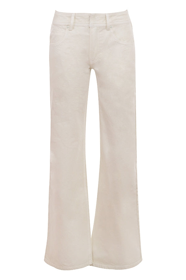 Marli-Ivory Wide Leg Flared Jeans