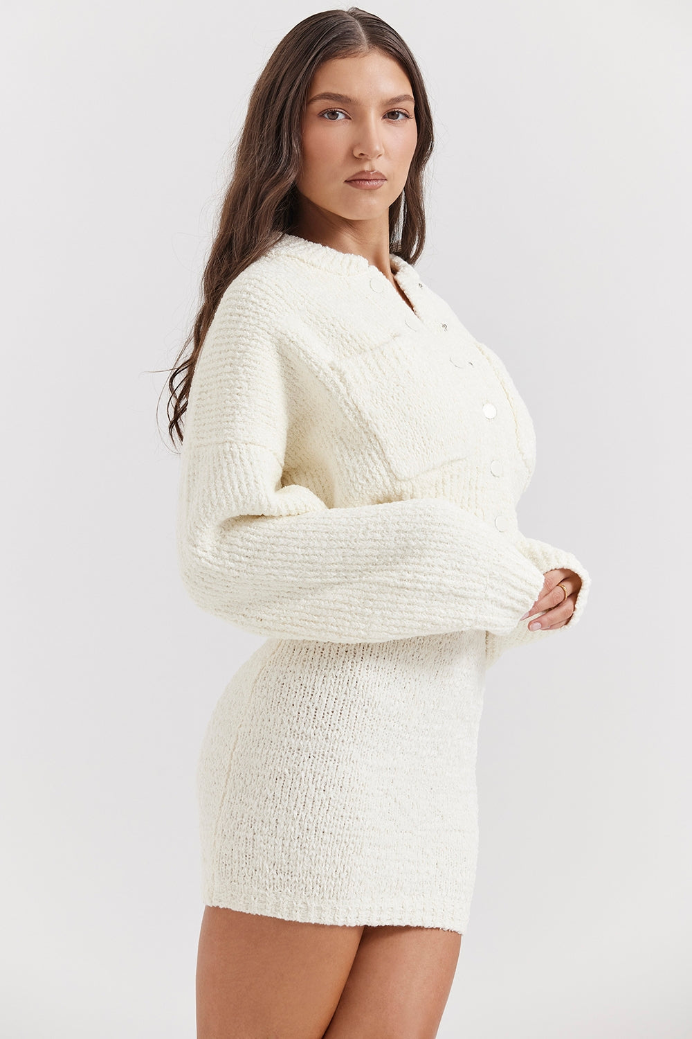Salilah-Cream Chenille Blend Bomber Jacket - SALE