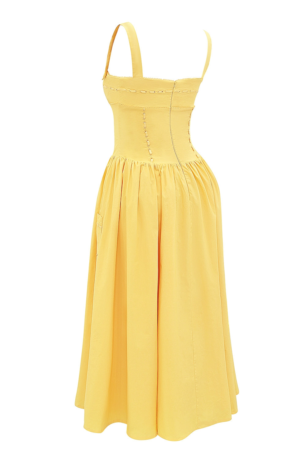 Vivien-Apricot Cotton Midi Sundress