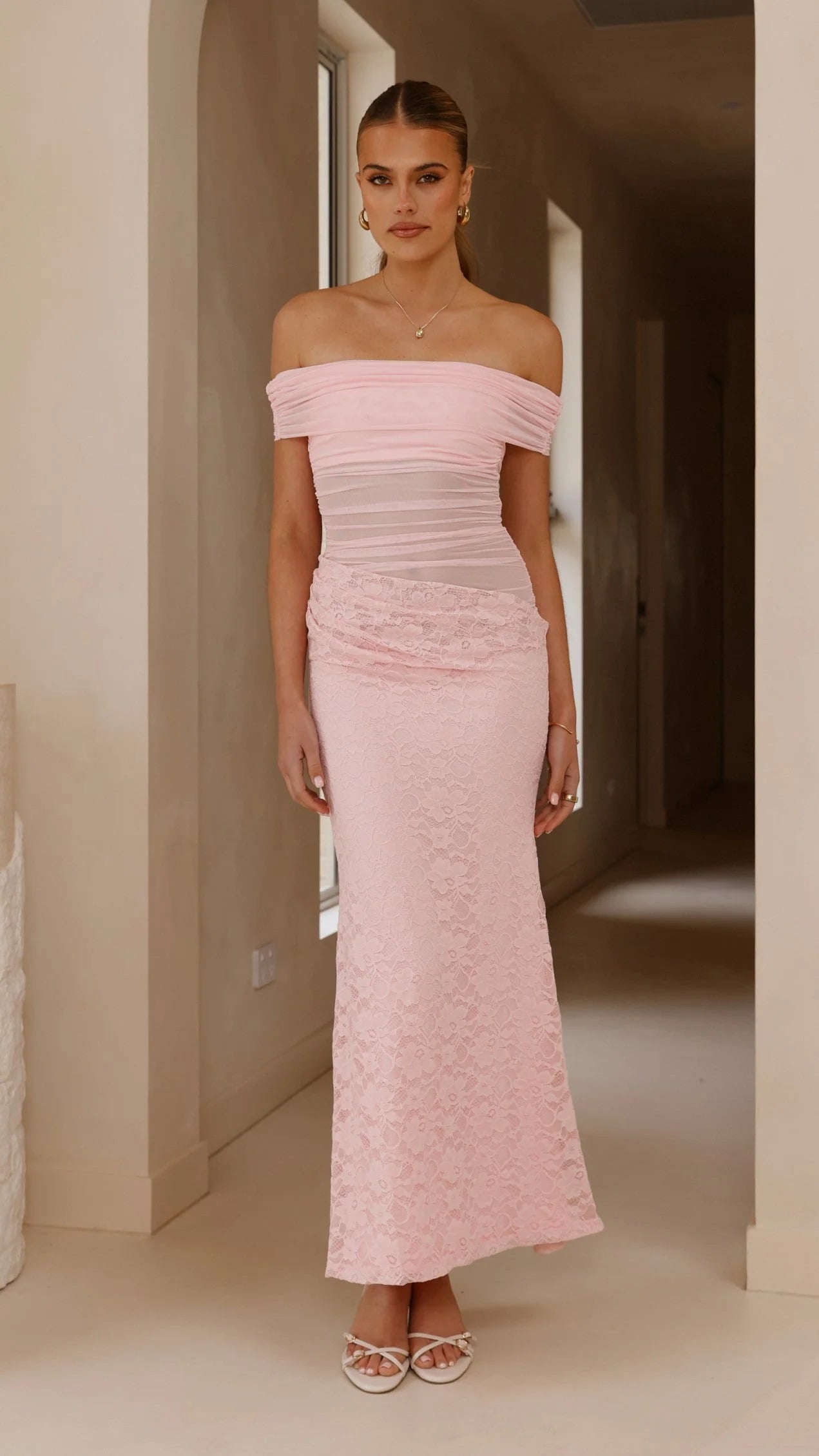 Tiarna Off The Shoulder Maxi Dress - Pink