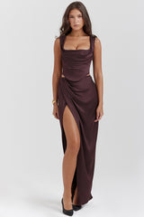 Vesper-Rich Brown Maxi Skirt