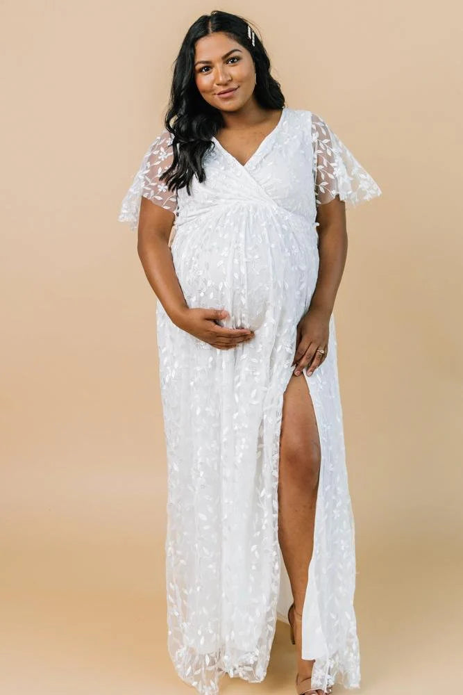 Marseille Embossed Maxi Dress | White