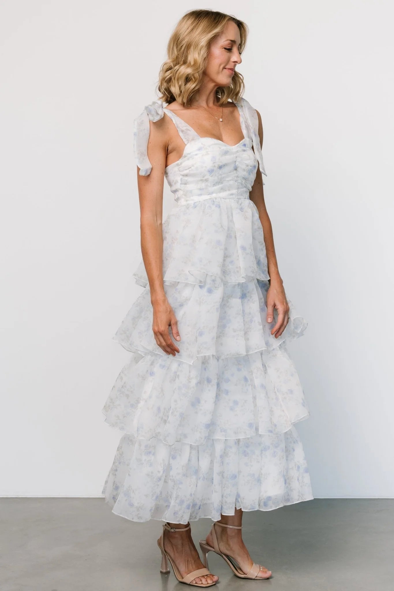 Rosemary Tiered Dress | Light Blue Floral