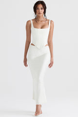 Rafa-Ivory Satin Longline Corset