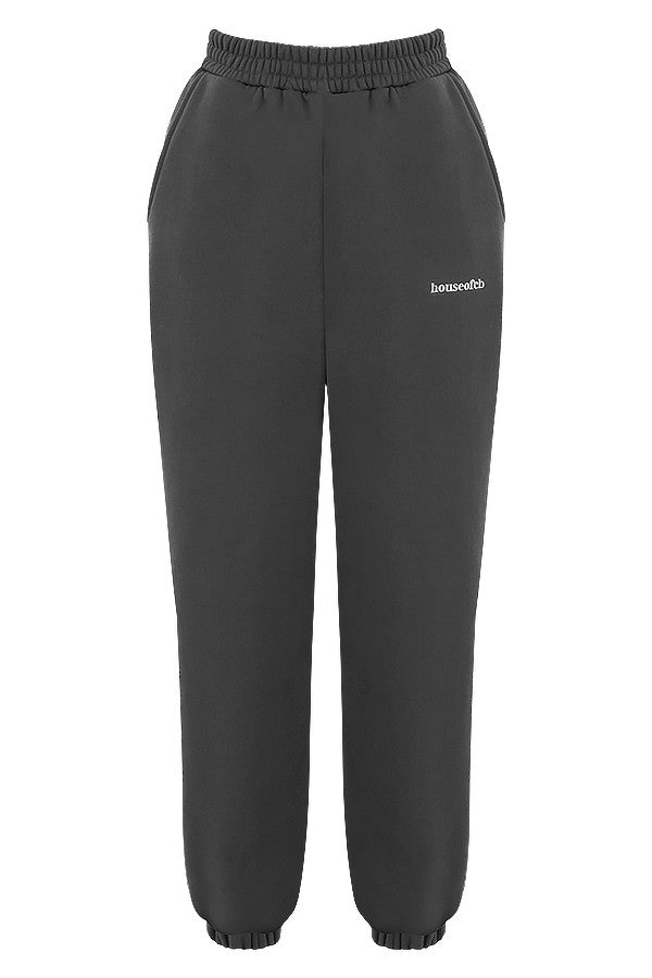 Sky-Charcoal Fleece Back Jogging Trousers