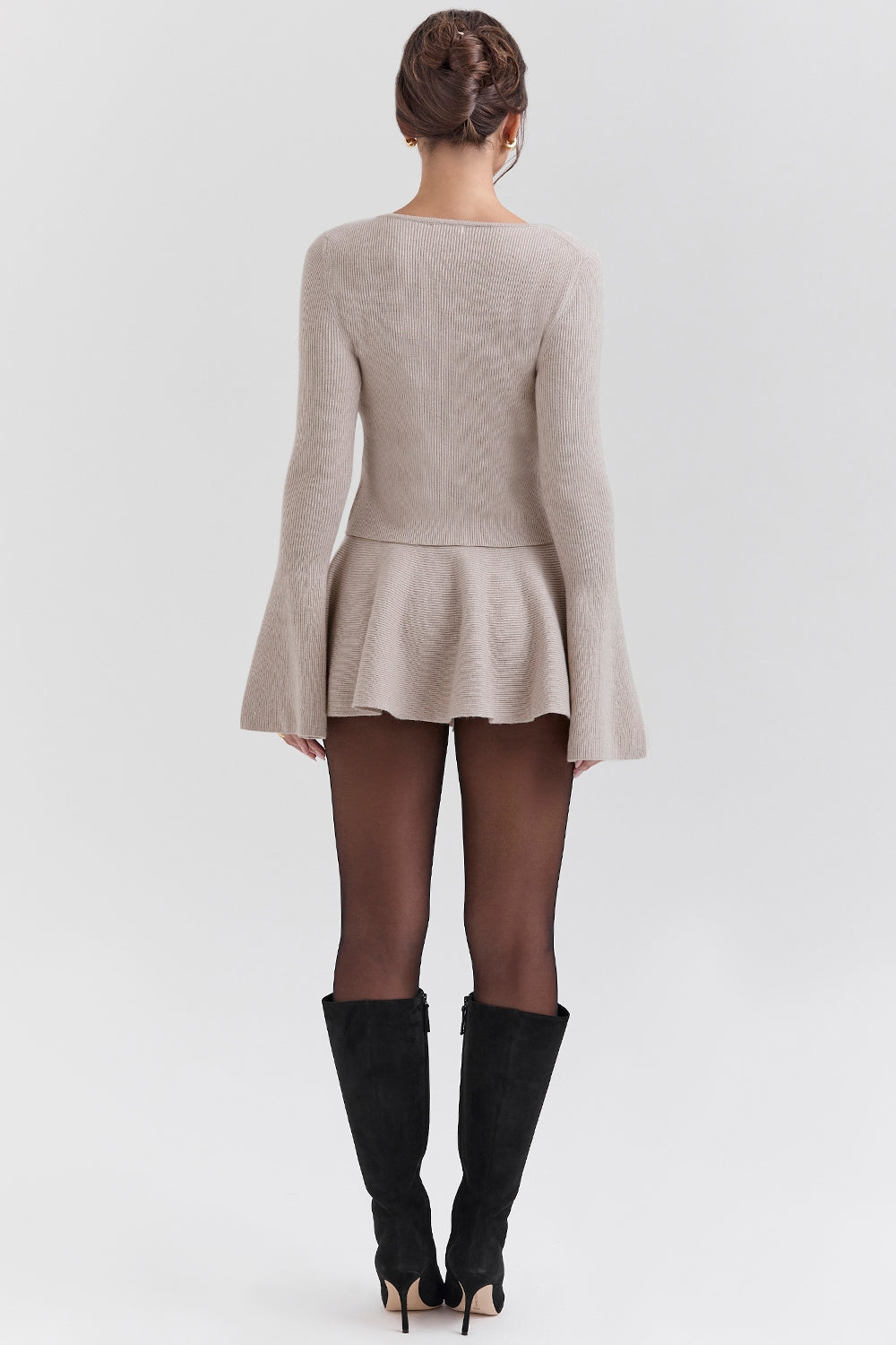 Aster-Biscuit Wool Cashmere Long Sleeve Cardigan