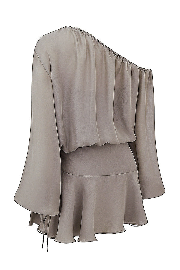 Wilhelmina-Ash Green Off Shoulder Dress