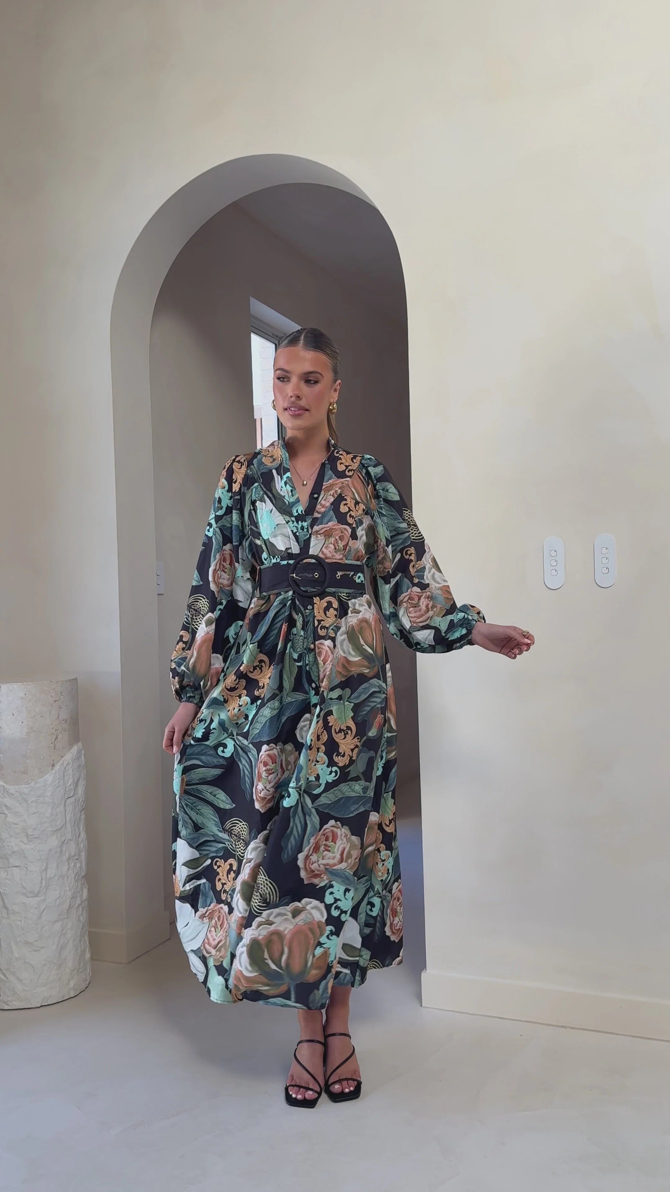 Carmal Long Sleeve Maxi Dress - Donatella Noir