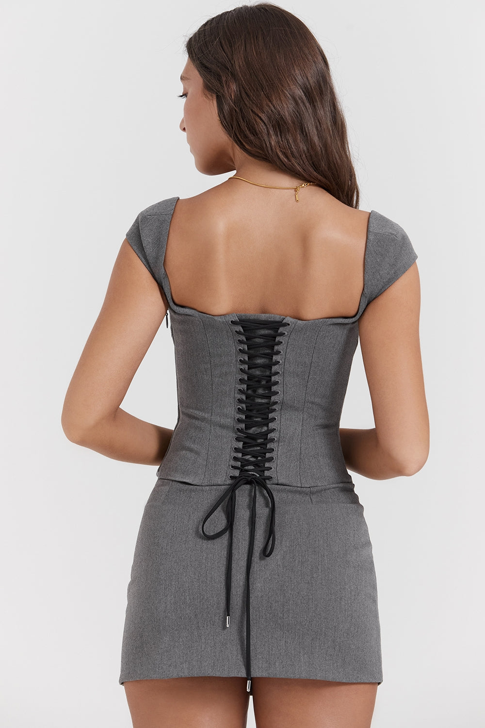 Jessamine-Grey A-Line Mini Skirt