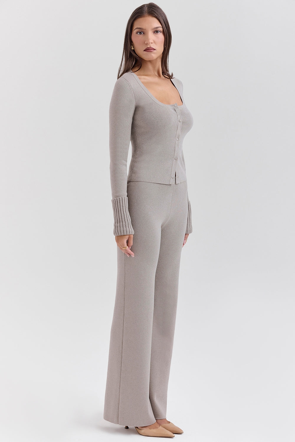 Hunter-Grey Cashmere Straight Leg Trousers