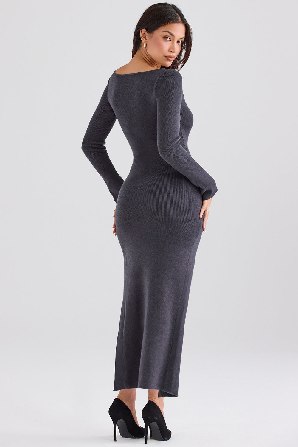 Tolani-Charcoal Cashmere Knit Maxi Dress - SALE