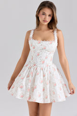 Sade-Rose Print Stretch Cotton Mini Dress