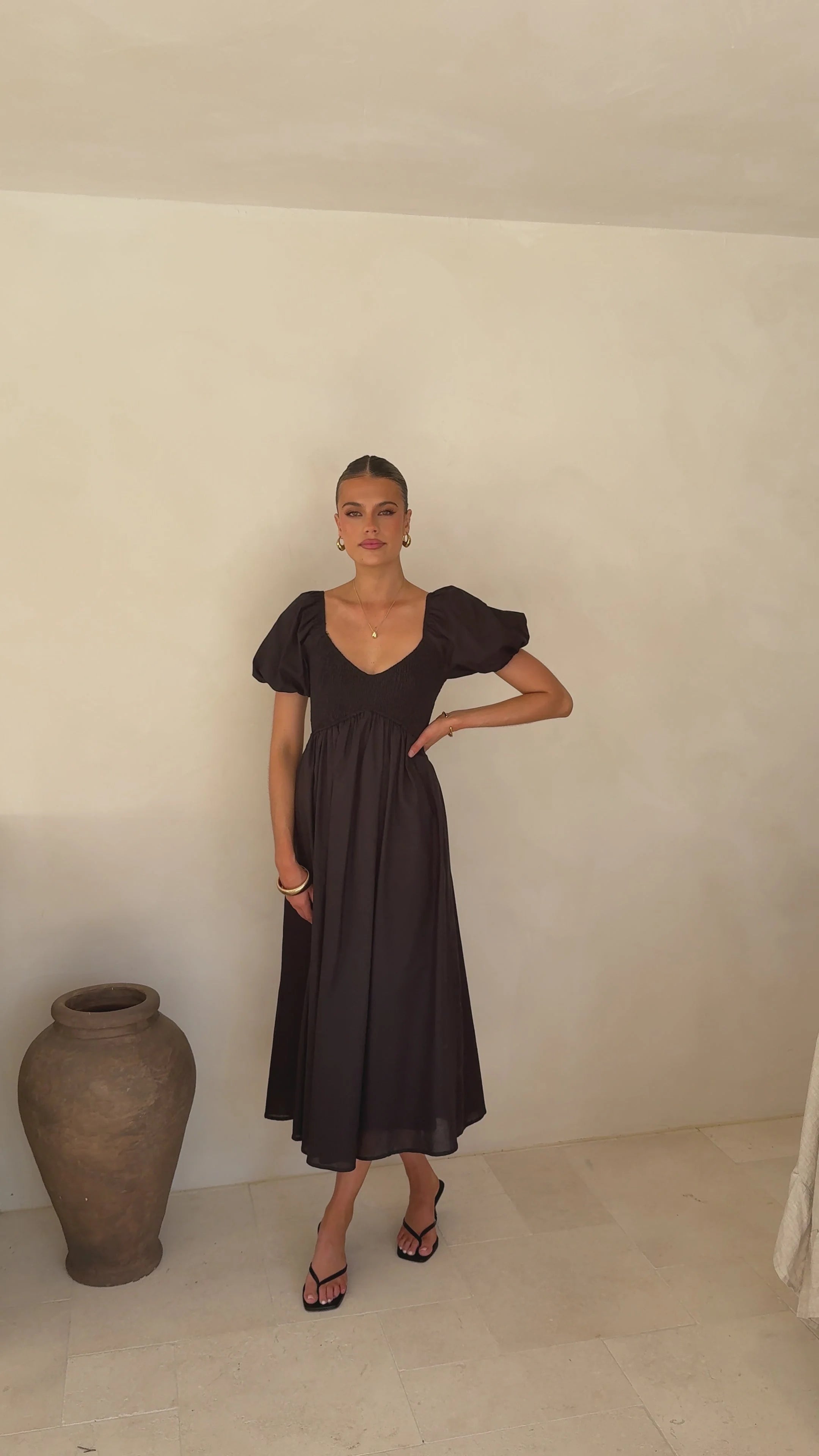 Sahirah Midi Dress - Black