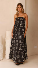 Connie Maxi Dress - Black/Beige Cowgirl