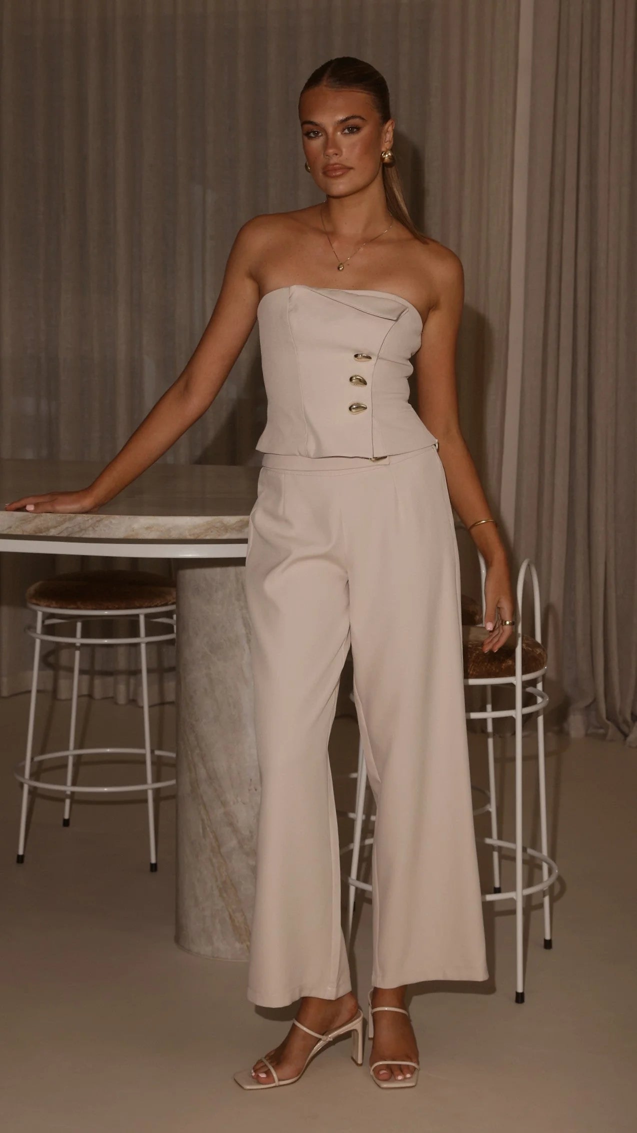 Payton Strapless Top  - Beige