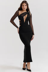 Zahra-Black Plunge Maxi Dress