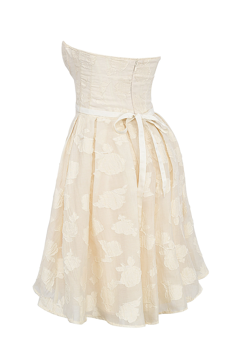 Saige-Vintage Cream Floral Strapless Mini Dress