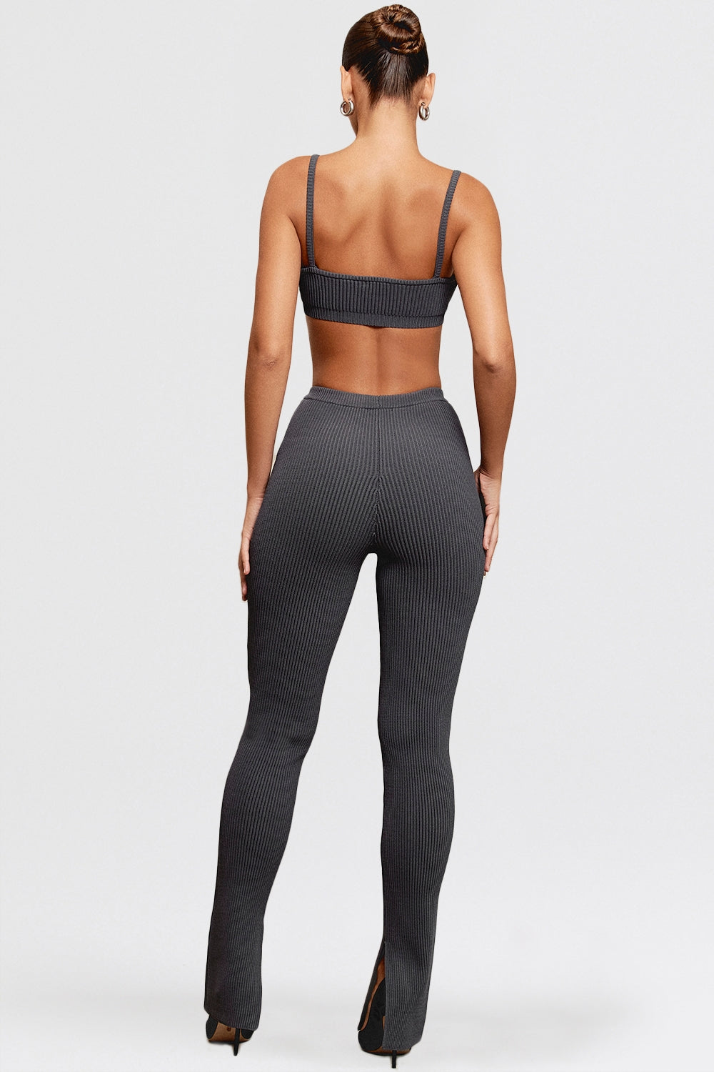 Mitzi-Dark Grey Ribbed Knit Leggings - SALE