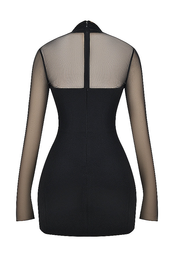 Holly-Black Plunge Mini Dress