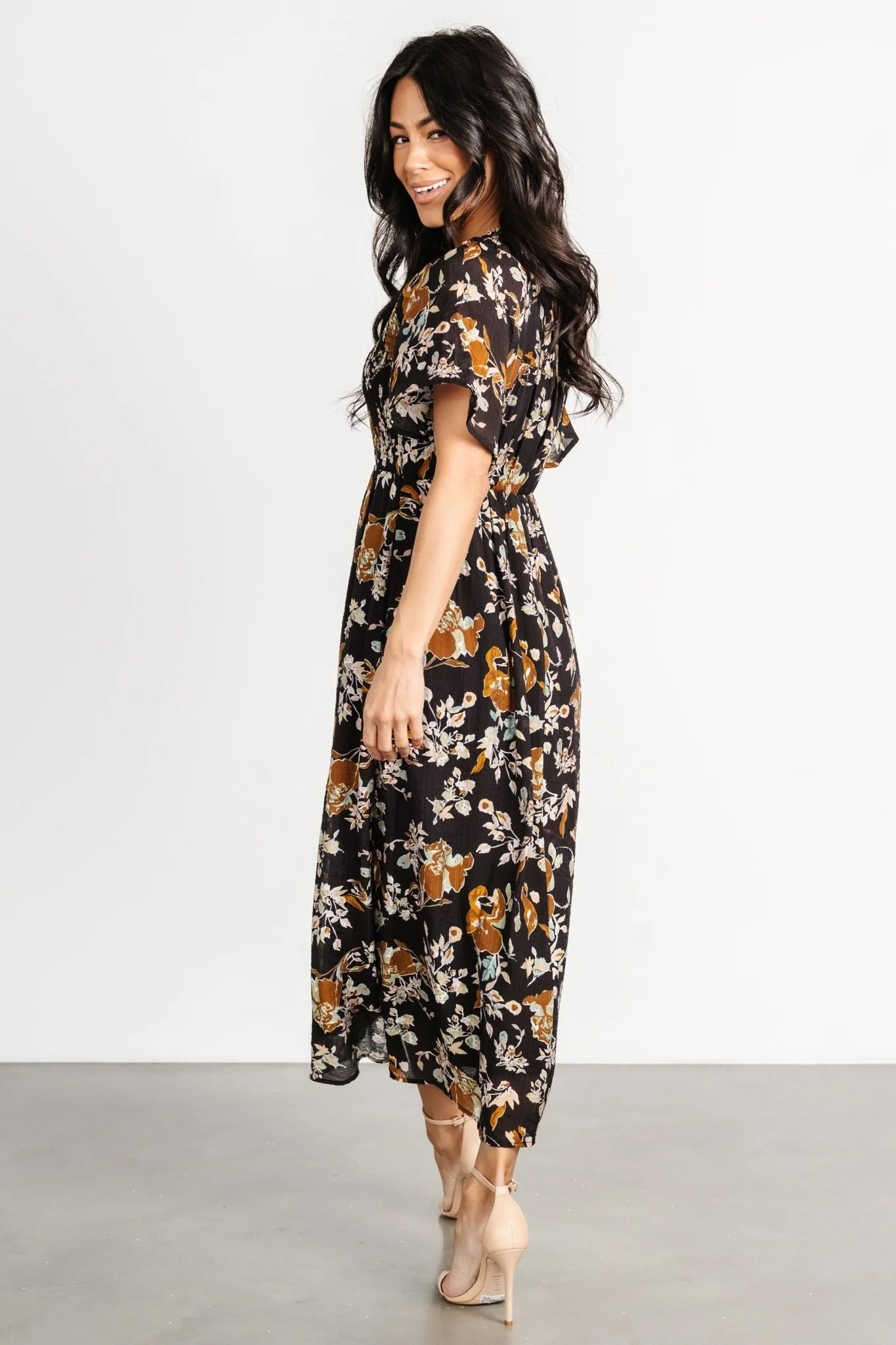 Hathaway Midi Dress | Black Floral