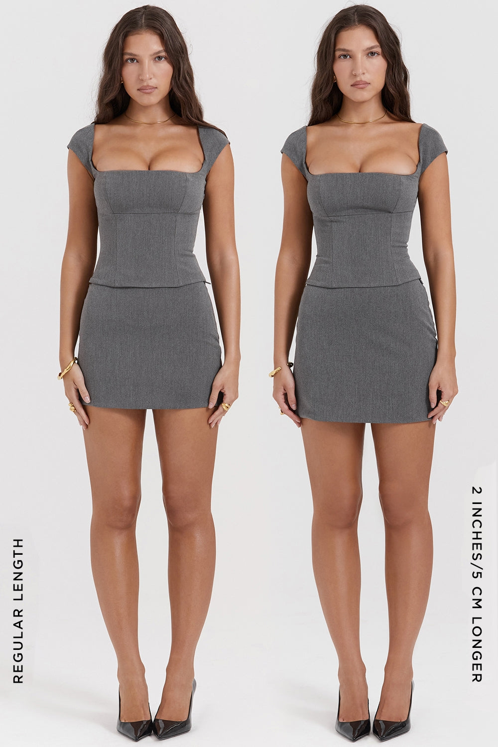 Jessamine-Grey A-Line Mini Skirt
