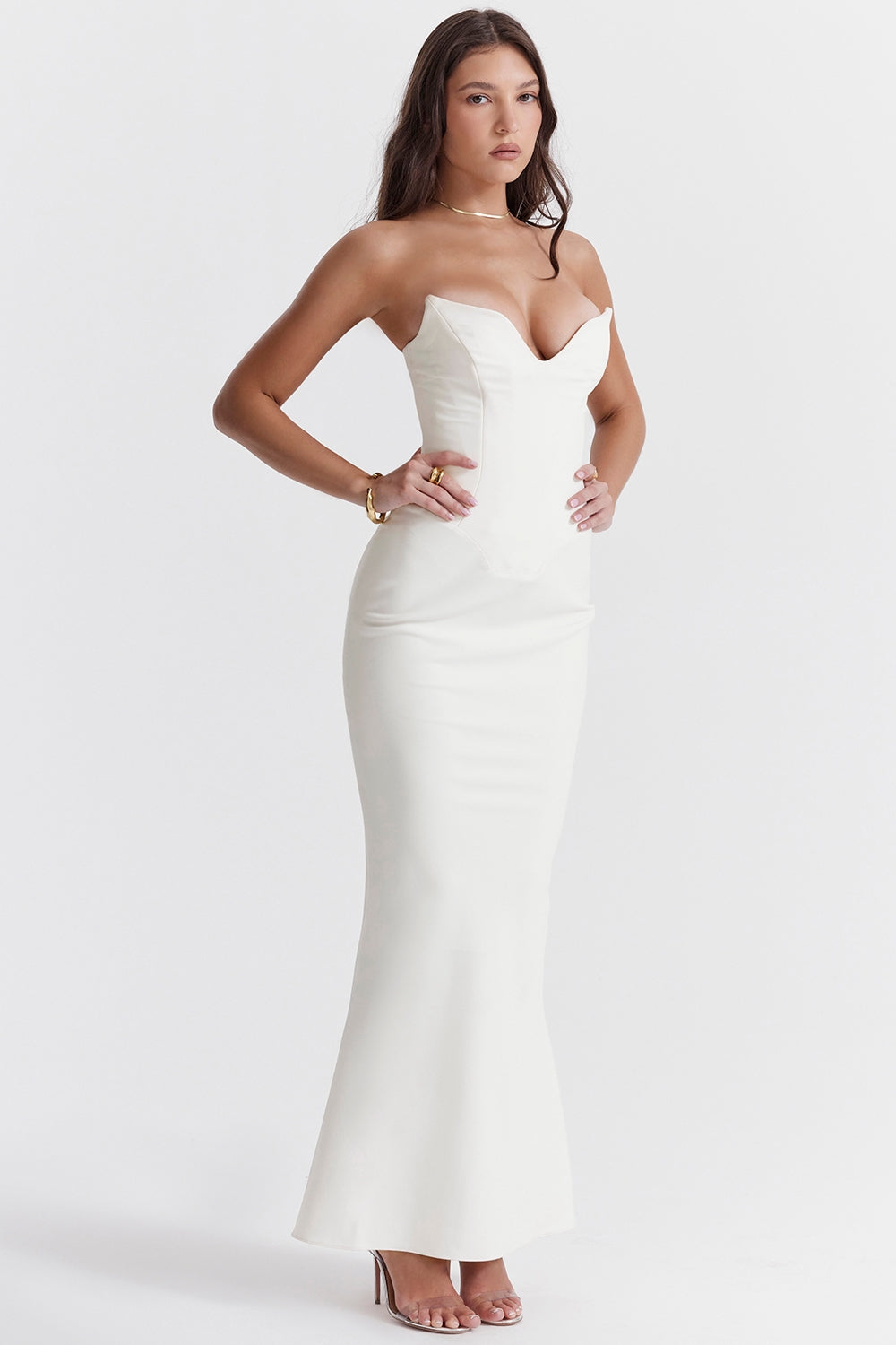 Tamara-Ivory Strapless Corset Dress