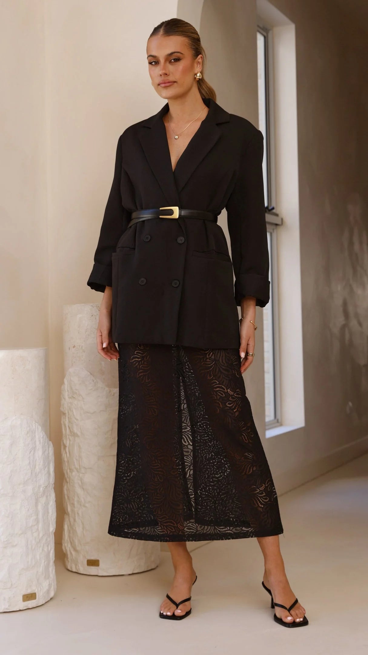Louisa Lace Maxi Skirt - Black
