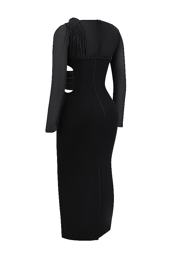 Zahra-Black Plunge Maxi Dress