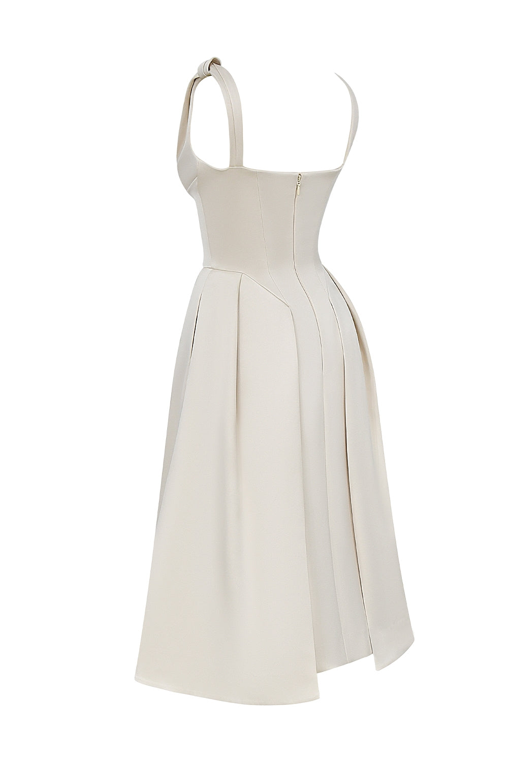 Paloma-Vintage Cream Satin Pleated Midi Dress - SALE