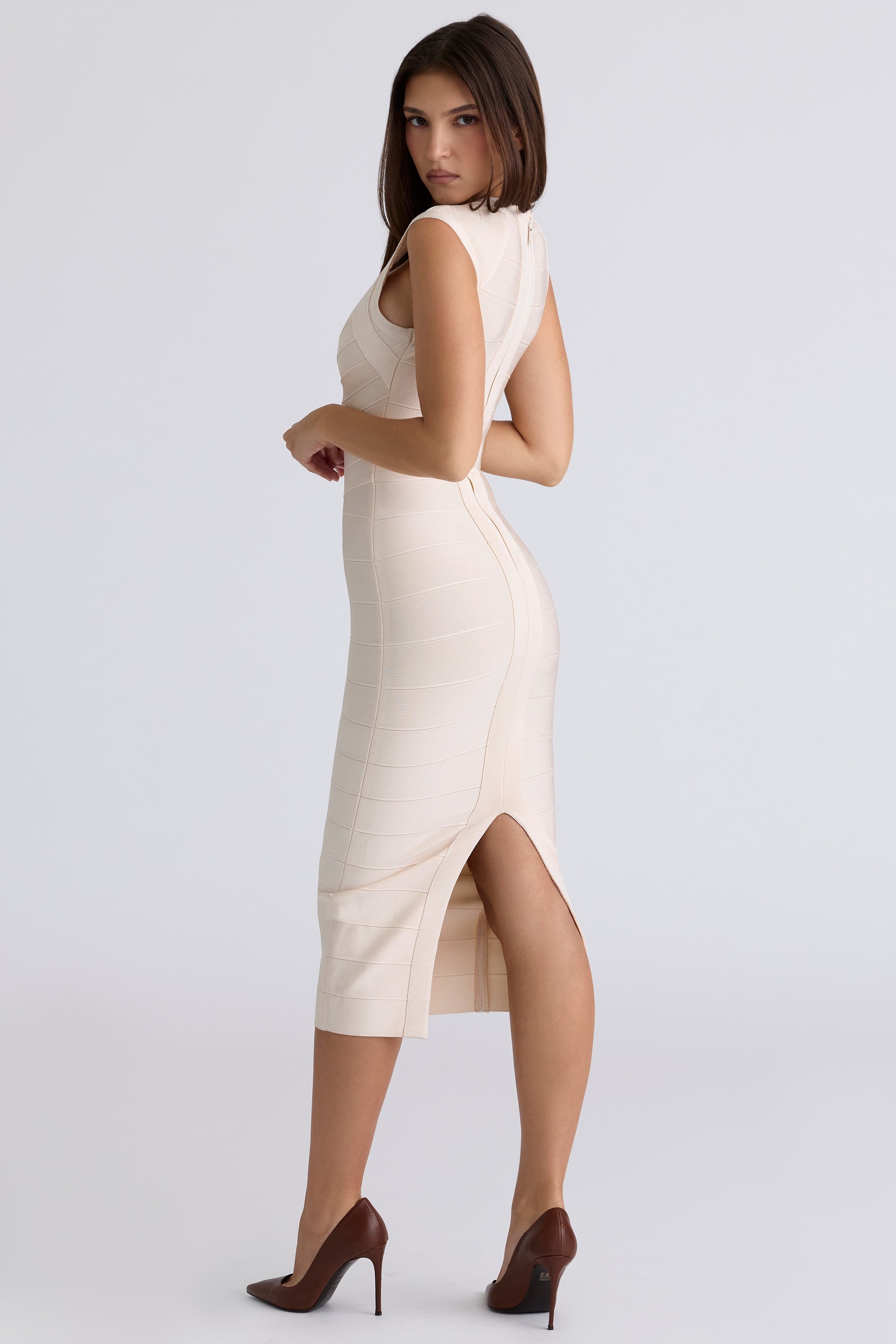 The Icon-Vanilla Stretch Bandage Midi Dress