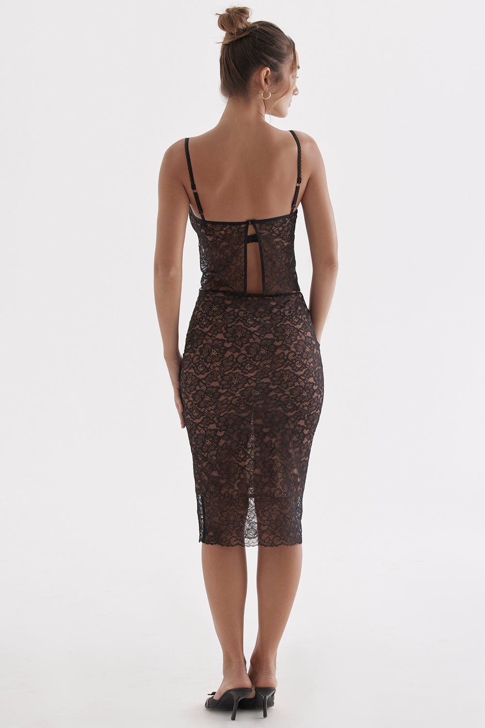 Yolanda-Black Lace Midi Skirt