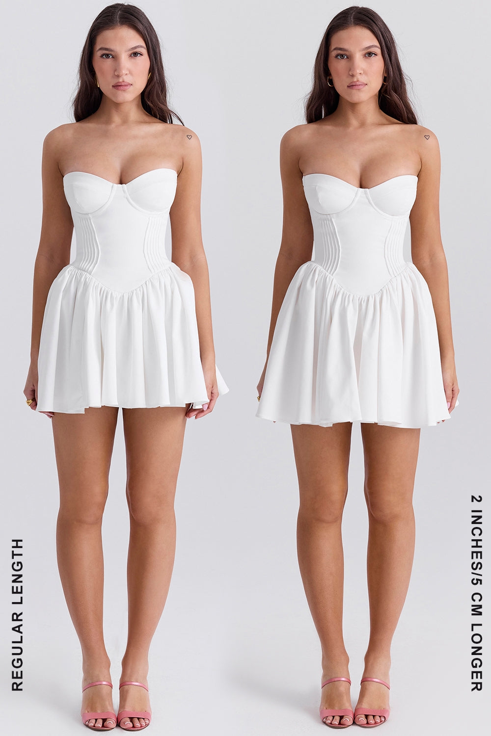Katherine-White Strapless Corset Mini Dress